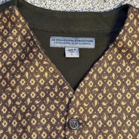 Le Collezioni Structure Vest Men’s Sz L Brown Wool Blend Made In Italy Formal - Picture 2 of 10